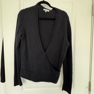 Madewell Black Crossover V-Neck Sweater